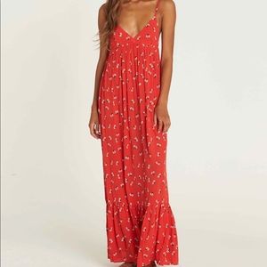 Billabong Flamed Out Floral V-Neck Maxi Dress